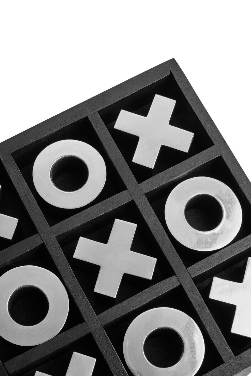 Orsina Black Mango Wood Noughts and Crosses Game with Silver Detail