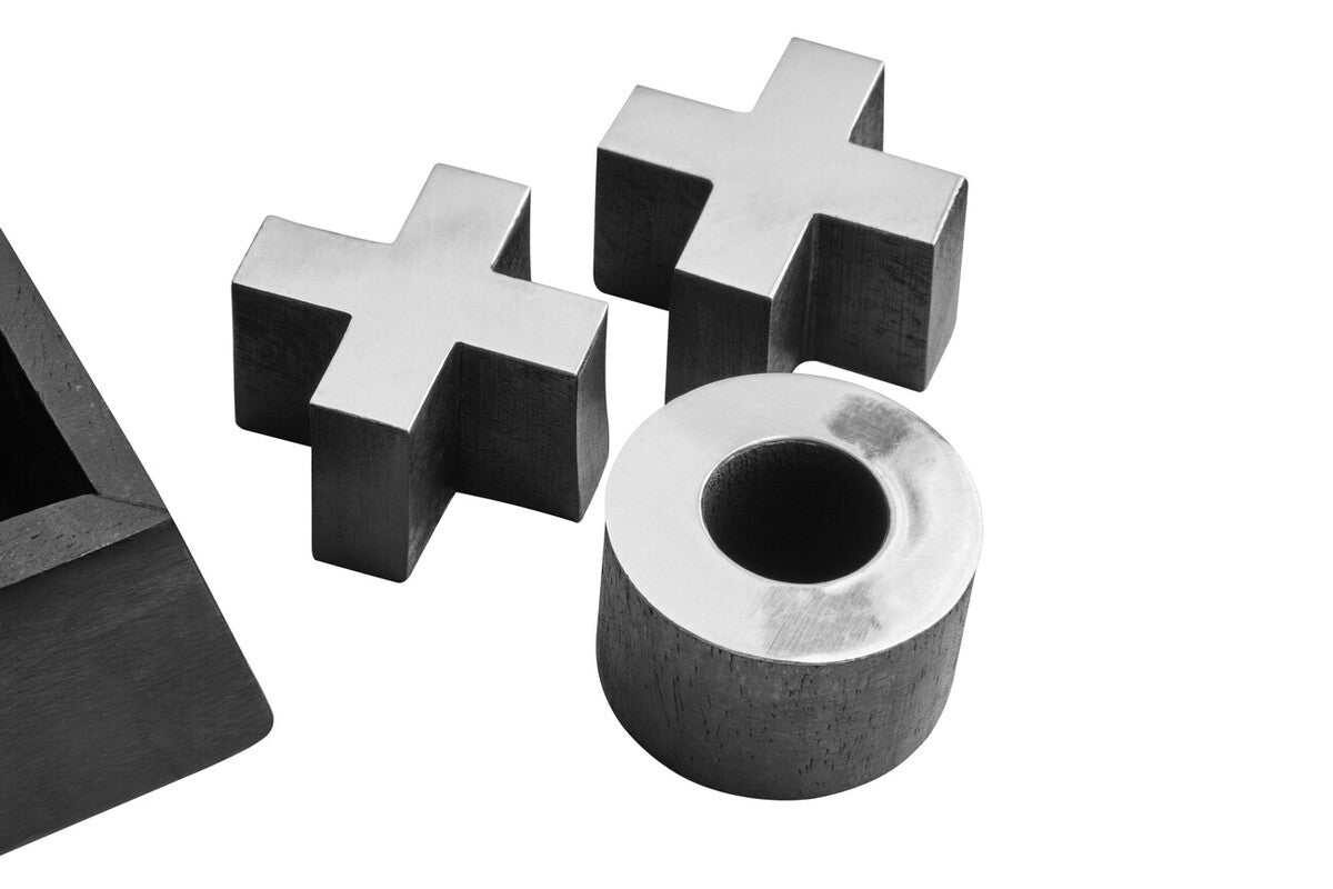 Orsina Black Mango Wood Noughts and Crosses Game with Silver Detail