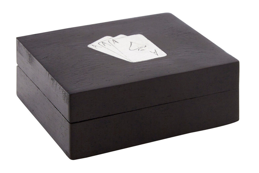 Orsina Churchill Black Mango Wood Playing Card Box with Ace Motifs