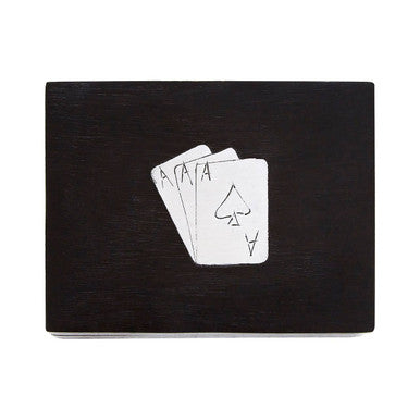 Orsina Churchill Black Mango Wood Playing Card Box with Ace Motifs