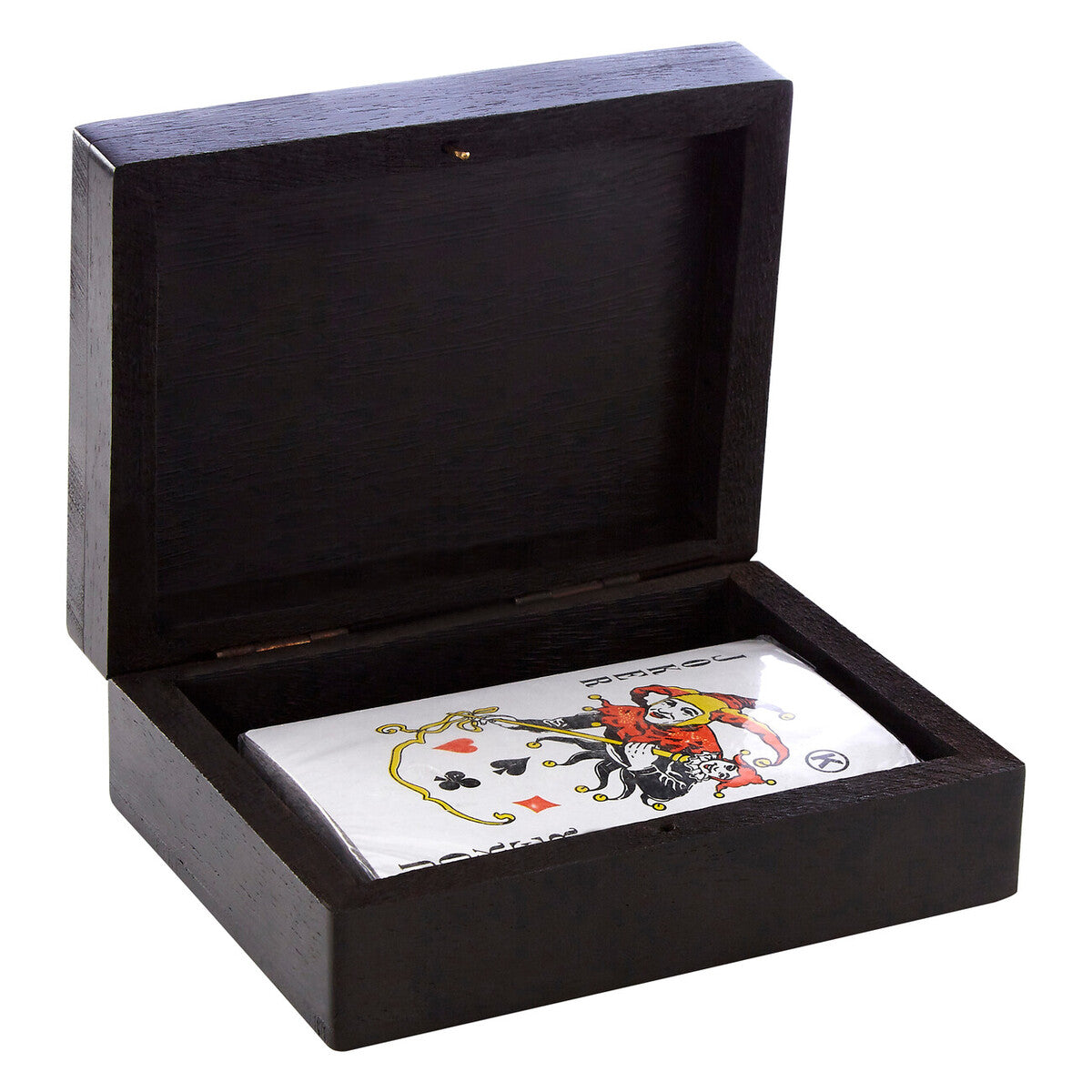 Orsina Churchill Black Mango Wood Playing Card Box with Ace Motifs