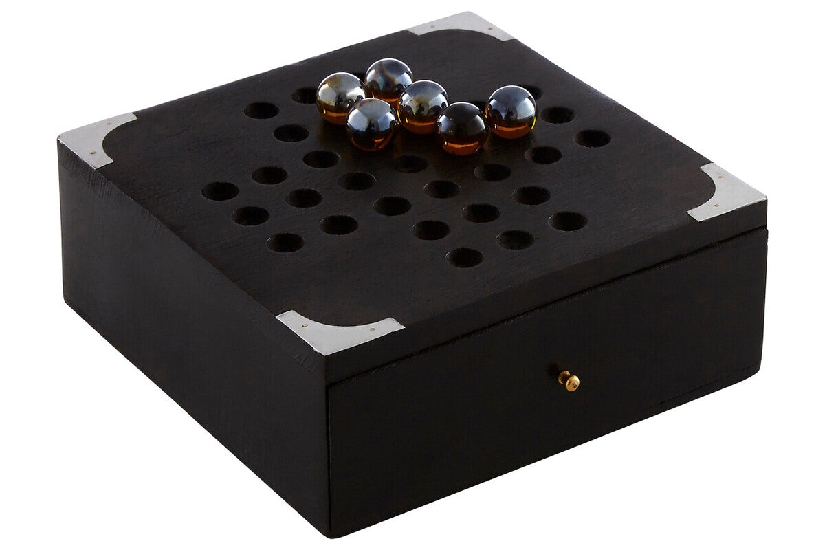 Orsina Sheesham Wood Solitaire Game Box with Aluminium Marbles