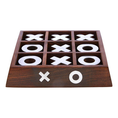 Orsina Sheesham Wood Noughts and Crosses Game with Silver Accents