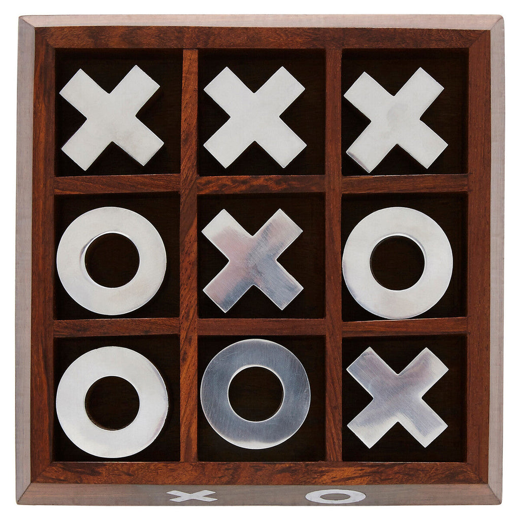Orsina Sheesham Wood Noughts and Crosses Game with Silver Accents
