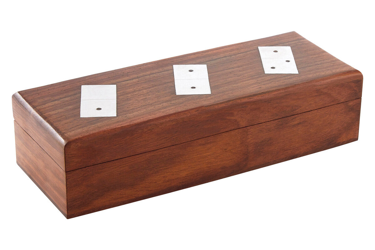 Orsina Sheesham Wood Domino Set – Handcrafted Brown Game Box