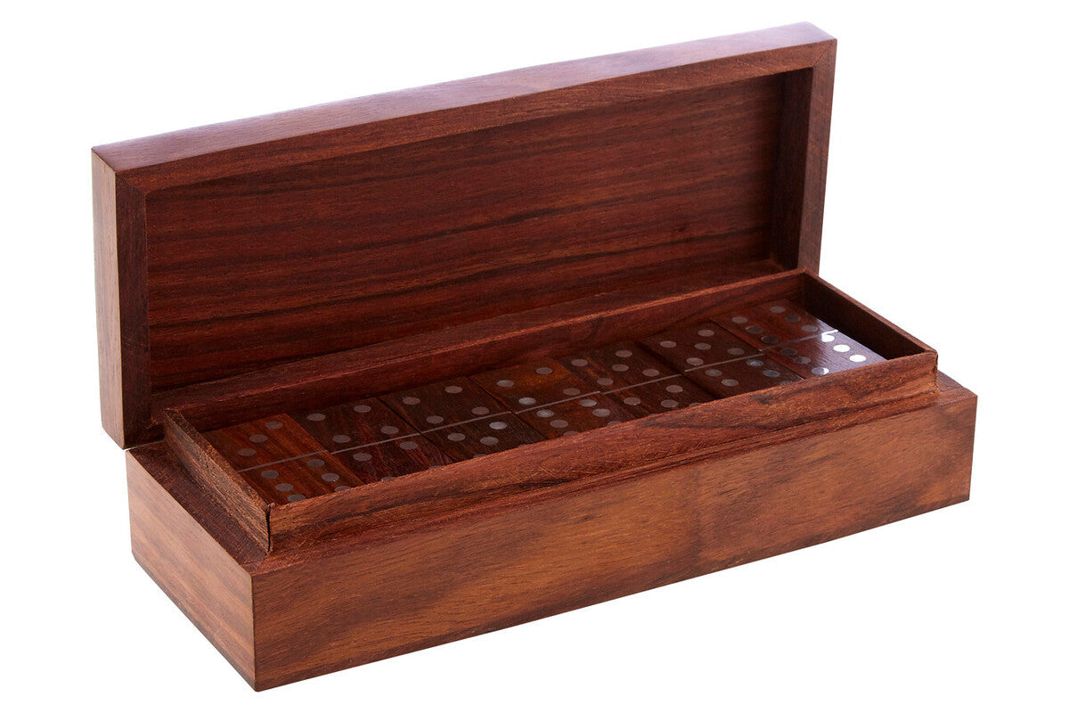 Orsina Sheesham Wood Domino Set – Handcrafted Brown Game Box