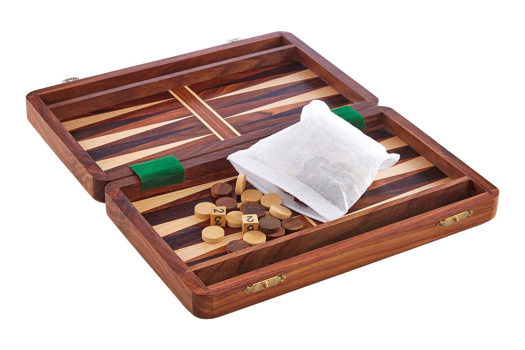 Orsina Acacia Wood Backgammon Set – Handcrafted Brown Travel Game