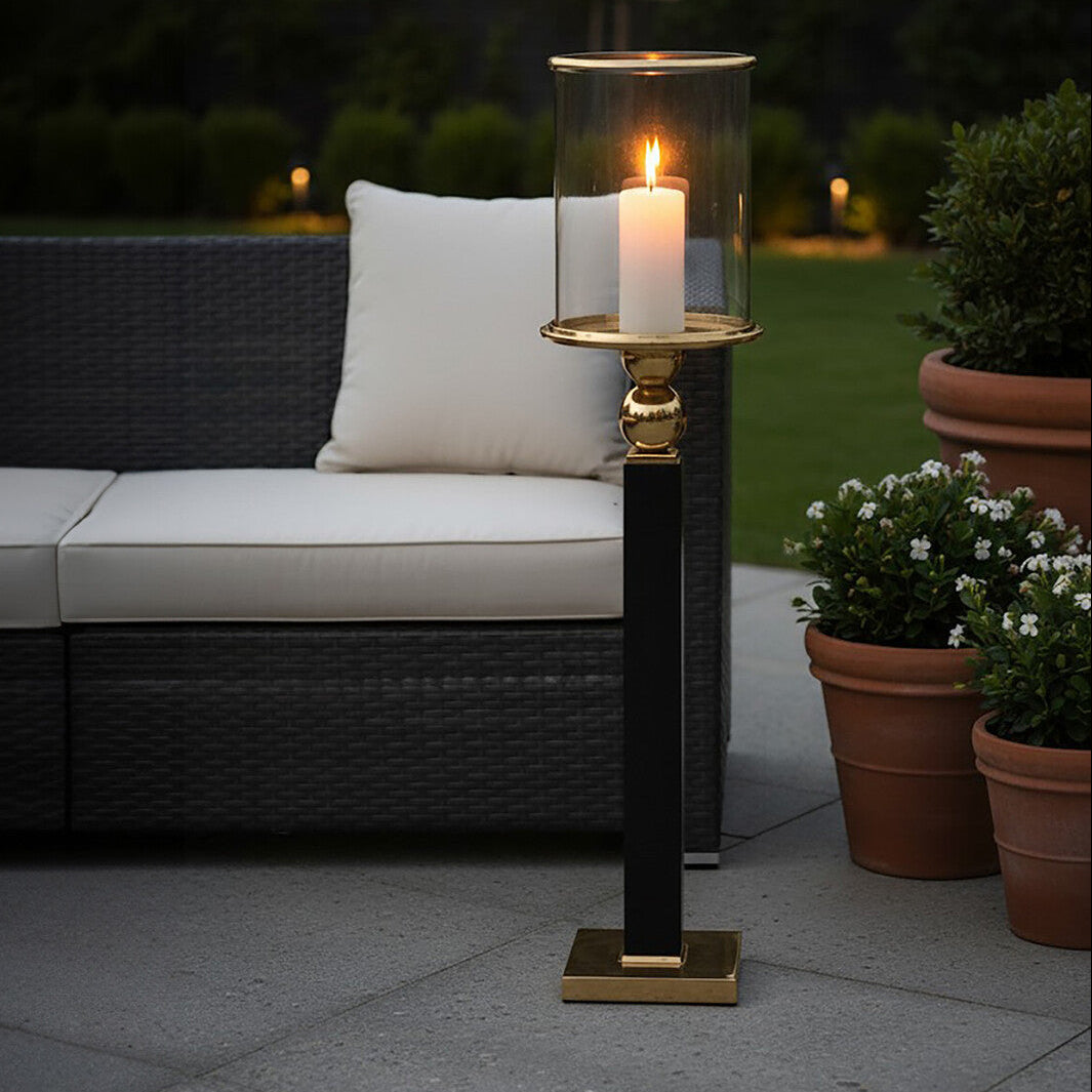 Orsina Kensington Townhouse Large Black Candle Holder | Glass & Metal