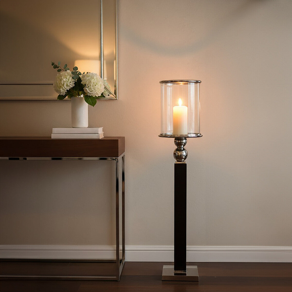 Orsina Kensington Townhouse Large Black Candle Holder | Glass & Metal