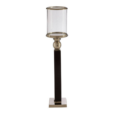 Orsina Kensington Townhouse Small Black Candle Holder | Wood & Glass