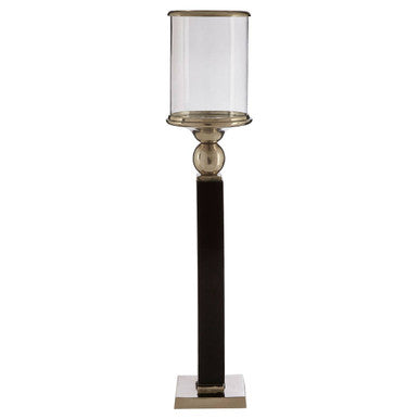 Orsina Kensington Townhouse Small Black Candle Holder | Wood & Glass