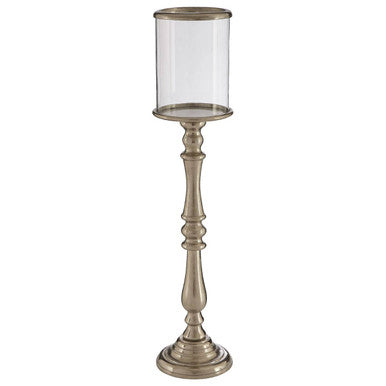 Orsina Kensington Townhouse Nickel Candle Holder – Small Glass Cup
