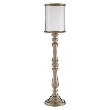 Orsina Kensington Townhouse Nickel Candle Holder – Small Glass Cup