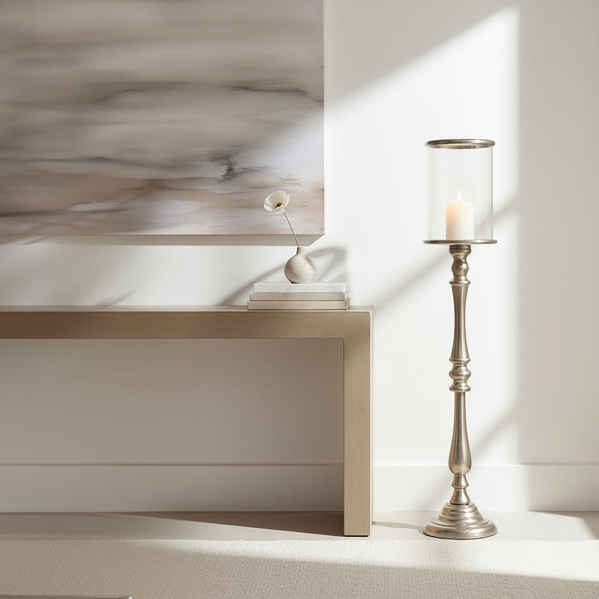 Orsina Kensington Townhouse Large Nickel Pillar Candle Holder