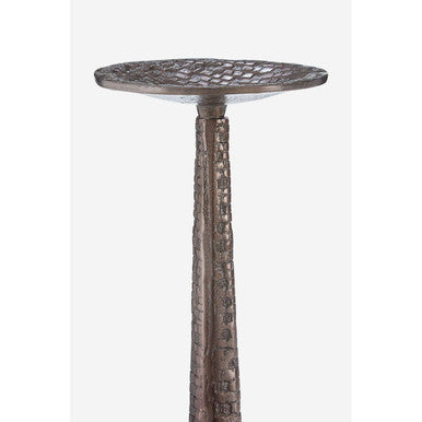Orsina Arya Large Grey Pillar Candle Holder – Textured Geometric Stand