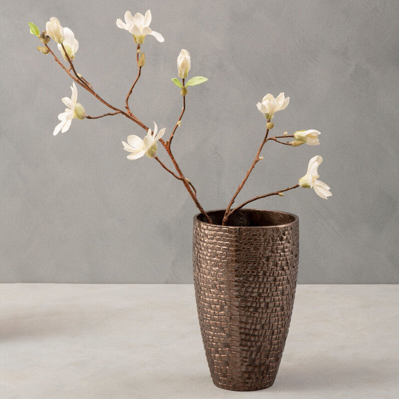 Orsina Arya Small Pewter Vase – Textured Aluminium Sculptural Decor