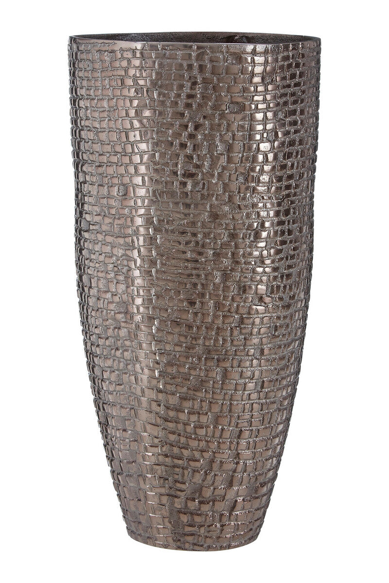 Orsina Arya Pewter Large Vase – Textured Metallic Sculptural Decor