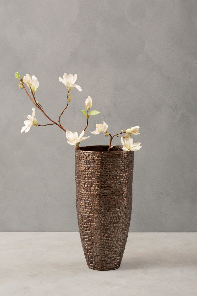 Orsina Arya Pewter Large Vase – Textured Metallic Sculptural Decor