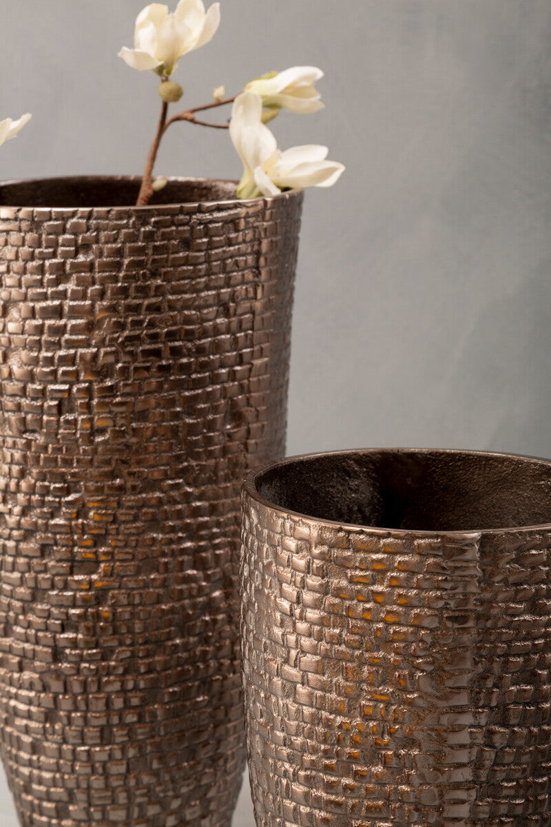 Orsina Arya Pewter Large Vase – Textured Metallic Sculptural Decor