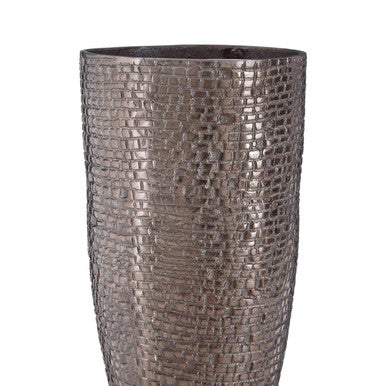 Orsina Arya Pewter Large Vase – Textured Metallic Sculptural Decor