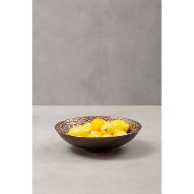 Orsina Ayra Pewter Decorative Bowl – Textured Metal Table Centerpiece