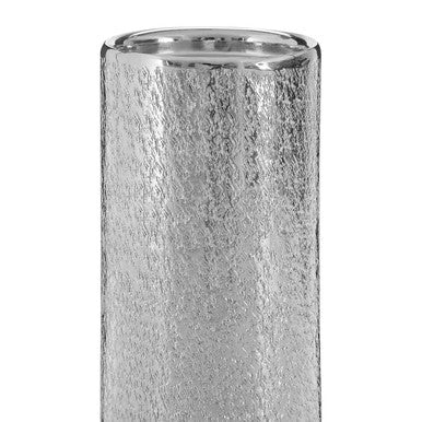 Orsina Safia Large Hammered Silver Aluminium Pillar Candle Holder