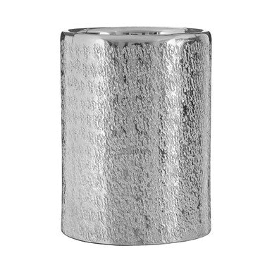 Orsina Safia Small Silver Aluminium Candle Holder – Hammered Metal