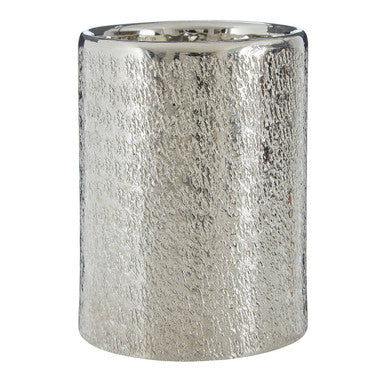 Orsina Safia Small Silver Aluminium Candle Holder – Hammered Metal