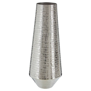 Orsina Safia Large Silver Hammered Aluminium Vase – 24 Inch Tall