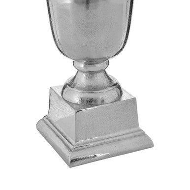 Orsina Silver Fluted Aluminium Vase – Small Textured Nickel Finish