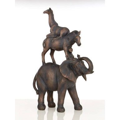 Orsina Boho Stacking Animals Sculpture | Bronze-Gold Trio Ornament