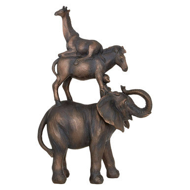 Orsina Boho Stacking Animals Sculpture | Bronze-Gold Trio Ornament