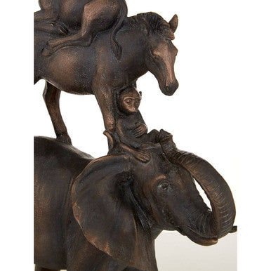 Orsina Boho Stacking Animals Sculpture | Bronze-Gold Trio Ornament
