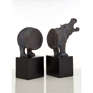 Orsina Hippo Bookends | Set of 2 Bronze Boho Decorative Sculptures