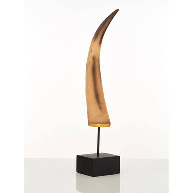Orsina Boho Natural Horn Ornament – Resin Sculpture with Gold Trim
