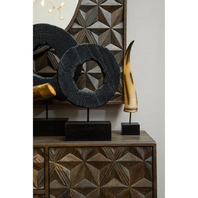 Orsina Boho Natural Horn Ornament – Resin Sculpture with Gold Trim