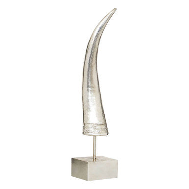 Orsina Boho Silver Horn Ornament – Abstract Sculpture on Acrylic Base