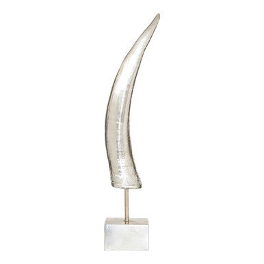 Orsina Boho Silver Horn Ornament – Abstract Sculpture on Acrylic Base