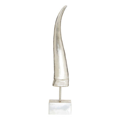 Orsina Boho Silver Horn Ornament – Abstract Sculpture on Acrylic Base
