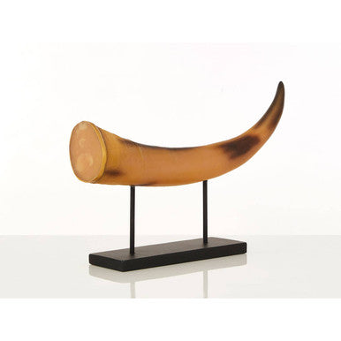Orsina Boho Large Natural Horn Ornament | Resin & Wood Sculpture