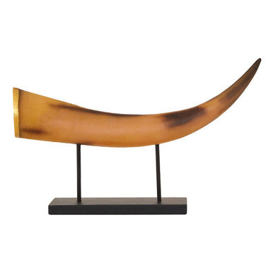 Orsina Boho Large Natural Horn Ornament | Resin & Wood Sculpture