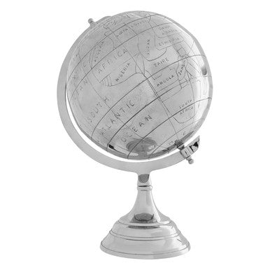 Orsina Churchill Large Decorative Globe – Polished Silver Metallic