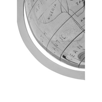 Orsina Churchill Large Decorative Globe – Polished Silver Metallic
