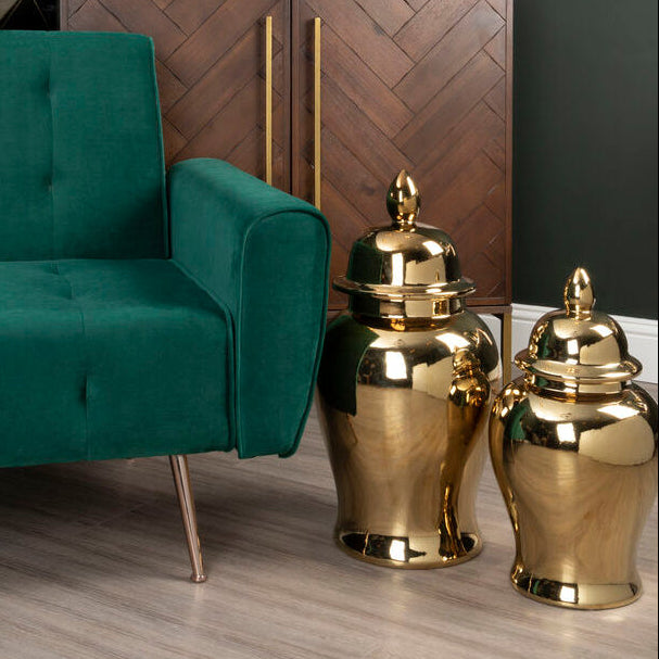 Orsina Gold Ceramic Jar – Small Kensington Townhouse Lidded Decor