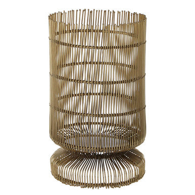 Orsina Martina Small Gold Wire Candle Holder | Textured Iron Cylinder