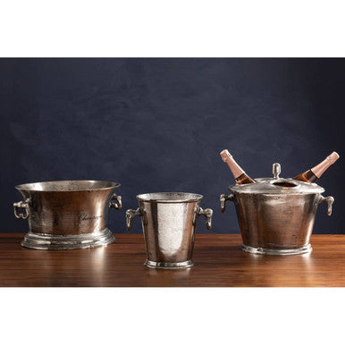 Orsina Antique Silver Wine Cooler – Rustic Distressed Metal Serveware