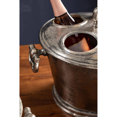 Orsina Antique Silver 4-Bottle Wine Cooler – Rustic Beverage Chiller