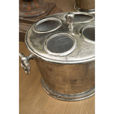 Orsina Antique Silver 4-Bottle Wine Cooler – Rustic Beverage Chiller