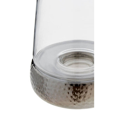 Orsina Martele Small Candle Holder – Hammered Nickel & Glass Hurricane