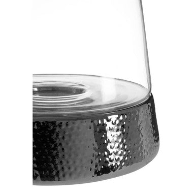 Orsina Martele Large Hurricane Candle Holder | Hammered Nickel & Glass